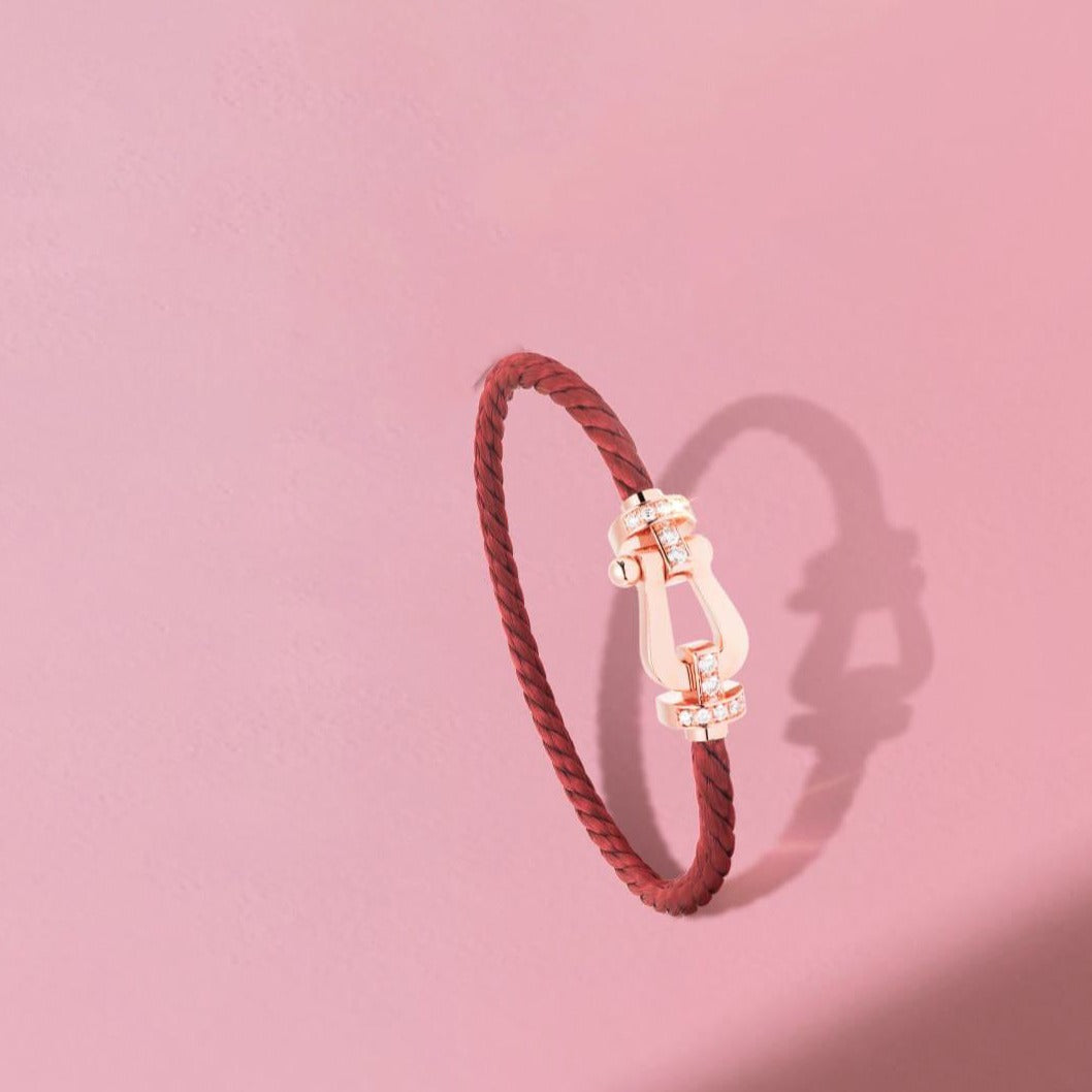 [Kincade Jewelrys]FORCE 10 HALF DIAMOND PINK GOLD RED CORDERI LARGE AND MEDIUM MODEL