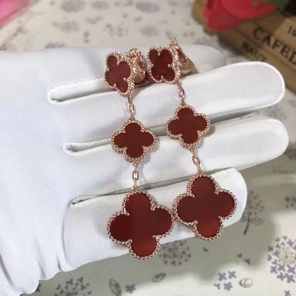 [Kincade Jewelrys]CLOVER 3 MOTIF CARNELIAN DROP EARRINGS