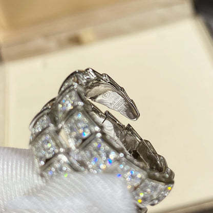 [Kincade Jewelrys]SERPENTI DOUBLE RING SILVER DIAMOND PAVED
