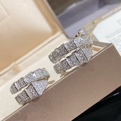 [Kincade Jewelrys]SERPENTI DOUBLE RING SILVER DIAMOND PAVED