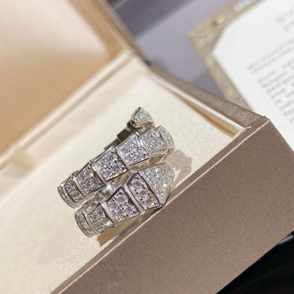 [Kincade Jewelrys]SERPENTI DOUBLE RING SILVER DIAMOND PAVED