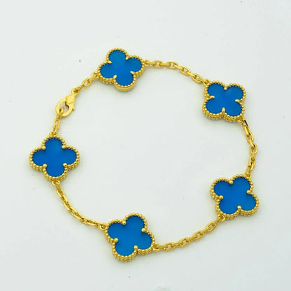 [Kincade Jewelrys]CLOVER 5 MOTIFS BLUE AGATE BRACELET
