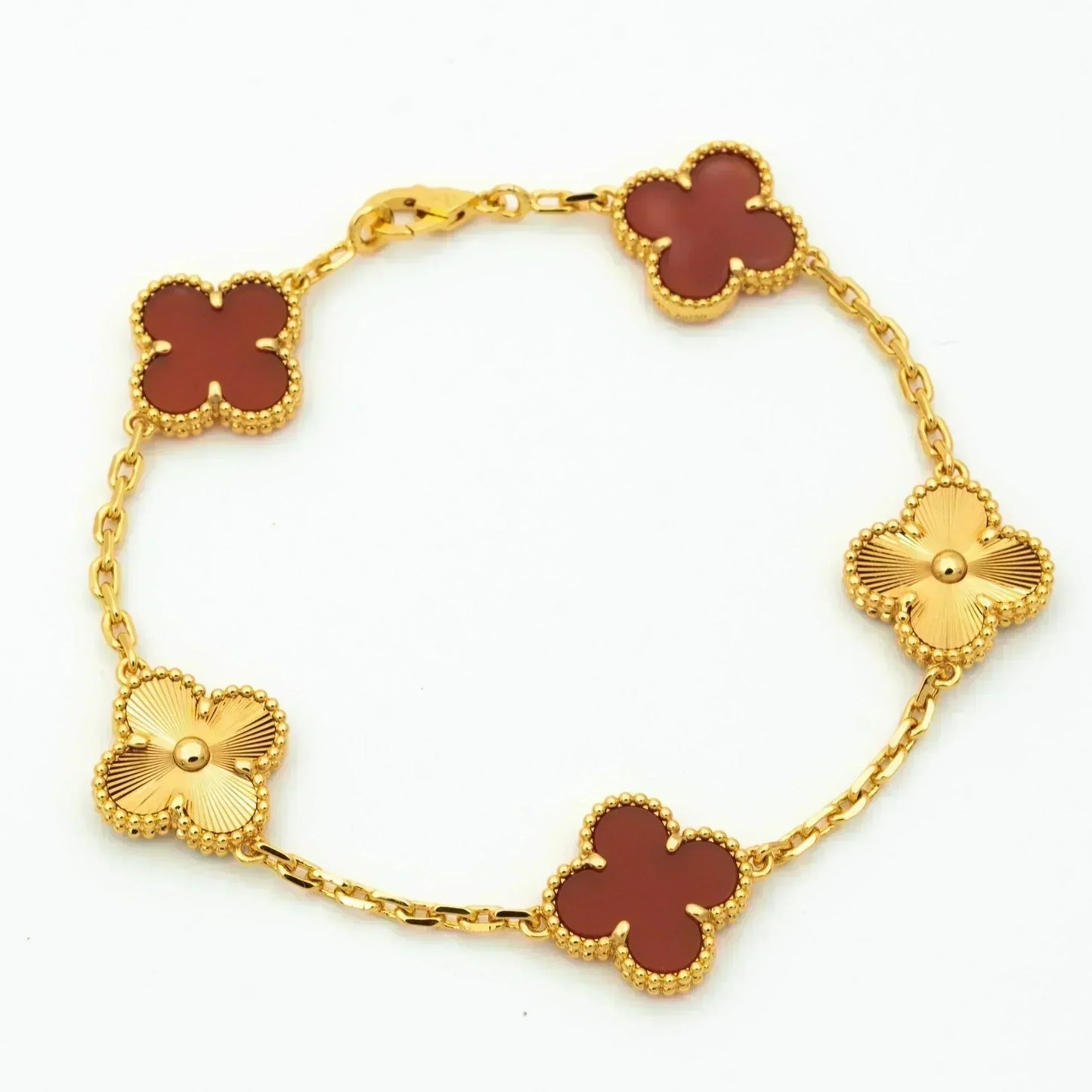 [Kincade Jewelrys]CLOVER  5 MOTIFS CARNELIAN GOLD BRACELET