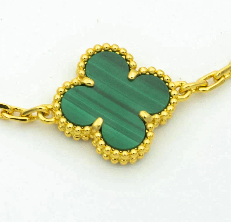 [Kincade Jewelrys]CLOVER  5 MOTIF MALACHITE DIAMOND BRACELET
