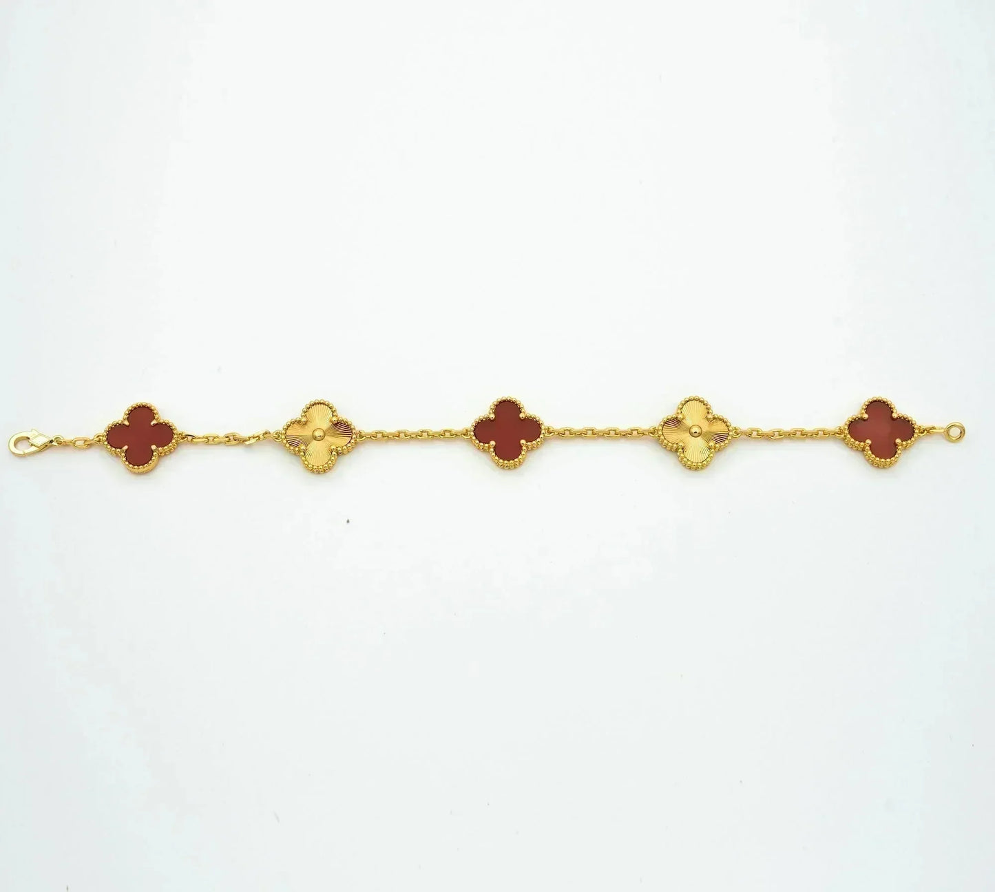 [Kincade Jewelrys]CLOVER  5 MOTIFS CARNELIAN GOLD BRACELET