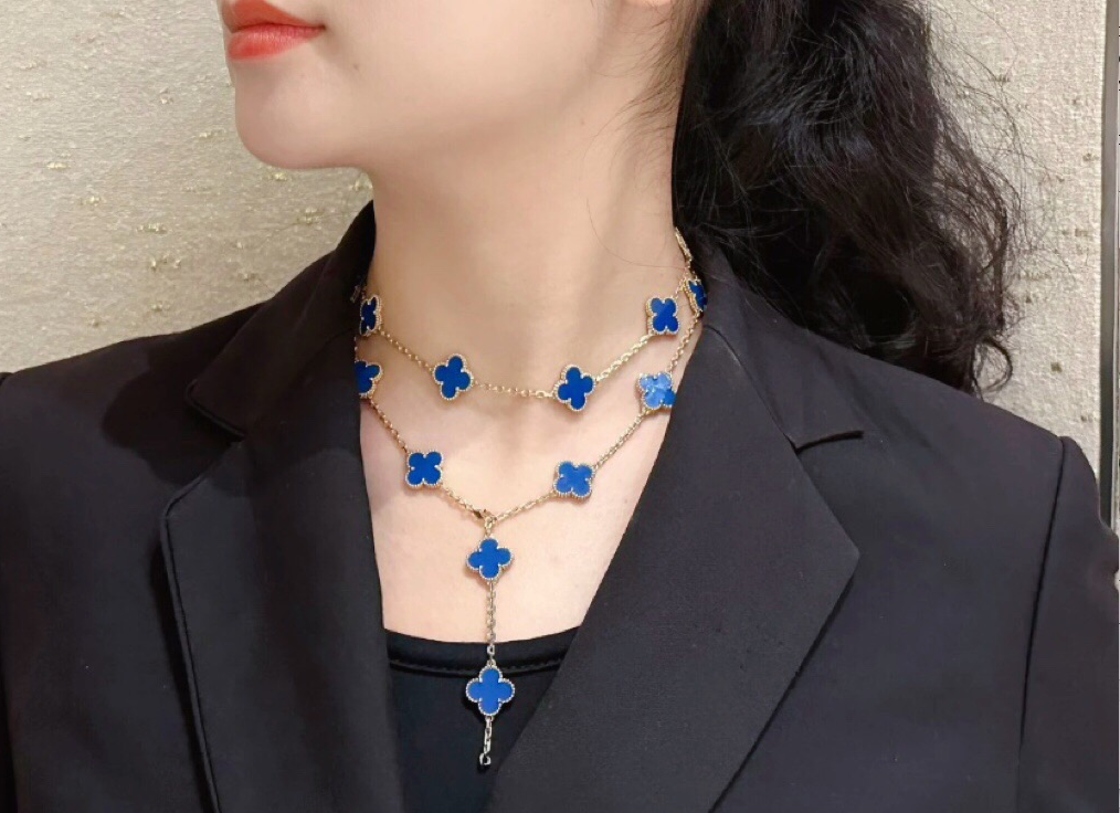 [Kincade Jewelrys]CLOVERS THE 20 MOTIFS BLUE AGATE NECKLACE
