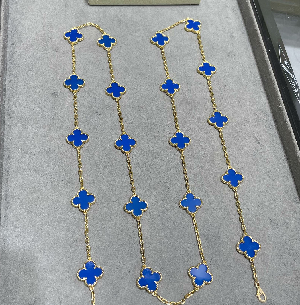 [Kincade Jewelrys]CLOVERS THE 20 MOTIFS BLUE AGATE NECKLACE