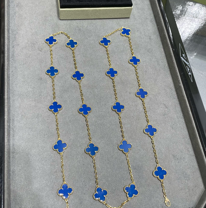 [Kincade Jewelrys]CLOVERS THE 20 MOTIFS BLUE AGATE NECKLACE