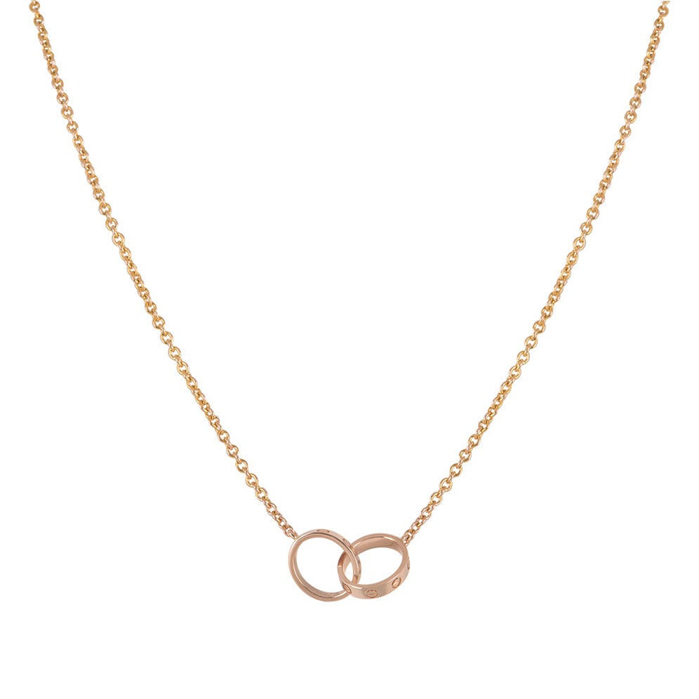 [Kincade Jewelrys]LOVE NECKLACE DOUBLE RING PINK GOLD