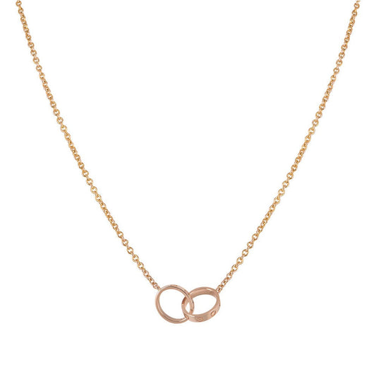 [Kincade Jewelrys]LOVE NECKLACE DOUBLE RING PINK GOLD
