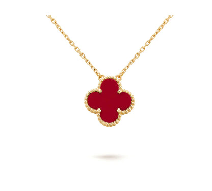 [Kincade Jewelrys]CLOVER 15MM CARNELIAN SINGLE FLOWER NECKLACE