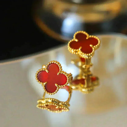 [Kincade Jewelrys]CLOVER MEDIUM 1 MOTIFS CARNELIAN  EARRINGS