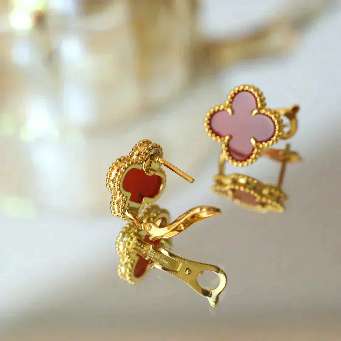 [Kincade Jewelrys]CLOVER MEDIUM 1 MOTIFS CARNELIAN  EARRINGS