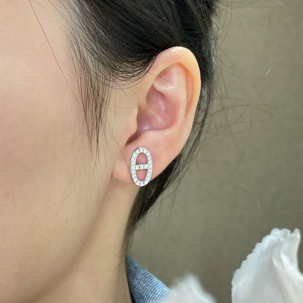 [Kincade Jewelrys]HM FULL DIAMOND PIG NOSE STUD EARRINGS