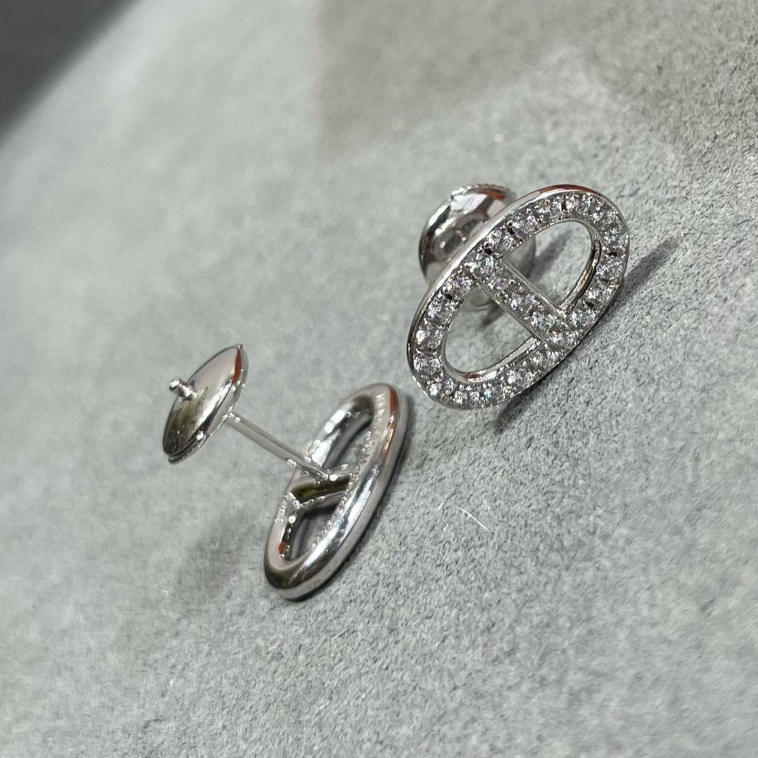 [Kincade Jewelrys]HM FULL DIAMOND PIG NOSE STUD EARRINGS