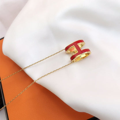[Kincade Jewelrys]HM CLIC RED ENAMEL GOLD NECKLACE