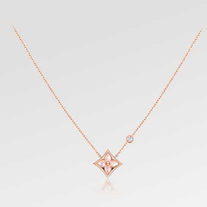 [Kincade Jewelrys]STAR PINK MOP 1 DIAMOND PINK GOLD NECKLACE