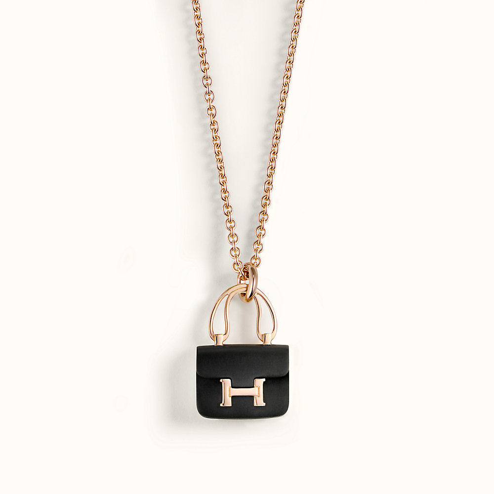 [Kincade Jewelrys]CONSTANCE BLACK PEDANT PINK GOLD NECKLACE