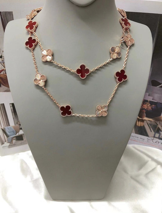 [Kincade Jewelrys]CLOVER 20 MOTIFS CARNELIAN GOLD NECKLACE