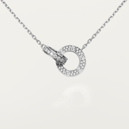 [Kincade Jewelrys]LOVE 7.6MM NECKLACE ROSE GOLD AND SILVER  FULL DIAMOND