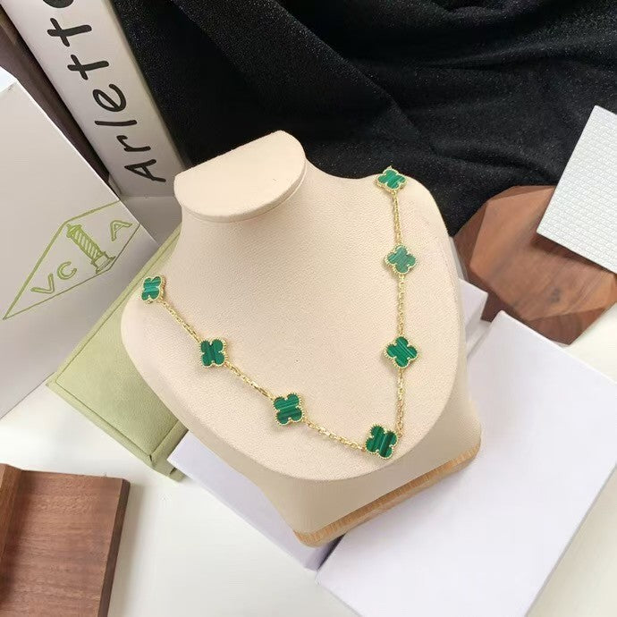 [Kincade Jewelrys]CLOVER 10 MOTIFS MALACHITE GOLD