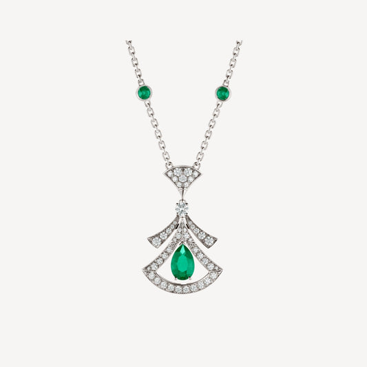 [Kincade Jewelrys]DREAM NECKLACE MALACHITE DIAMOND SILVER