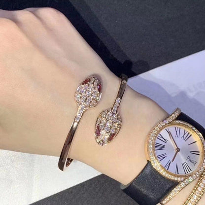 [Kincade Jewelrys]SERPENTI BRACELET PINK GOLD DIAMOND DOUBLE SNAKE