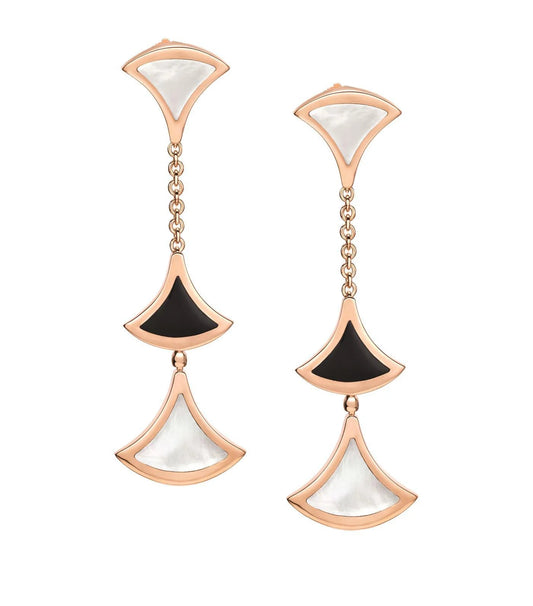 [Kincade Jewelrys]DREAM EARRINGS 3 MOTIFS ONYX MOP PINK GOLD