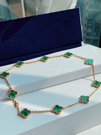 [Kincade Jewelrys]CLOVER 10 MOTIFS MALACHITE GOLD