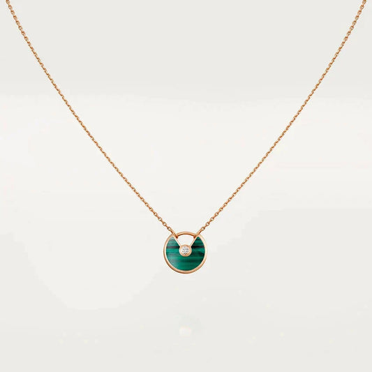[Kincade Jewelrys]AMULETTE ROSE GOLD MALACHITE NECKLACE