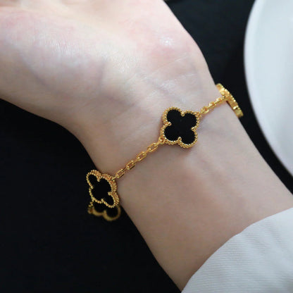 [Kincade Jewelrys]CLOVER  5 MOTIFS BLACK ONYX BRACELET