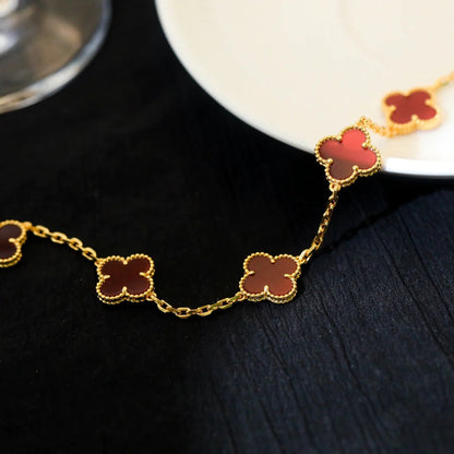 [Kincade Jewelrys]CLOVER 5 MOTIFS RED AGATE  BRACELET