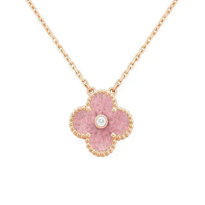 [Kincade Jewelrys]CLOVER 15MM DIAMOND RHODONITE NECKLACE