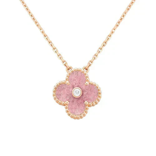 [Kincade Jewelrys]CLOVER 15MM DIAMOND RHODONITE NECKLACE