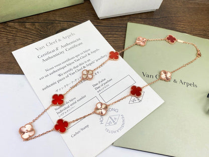 [Kincade Jewelrys]CLOVERS THE  10-MOTIFS CARNELIAN GOLD NECKLACE