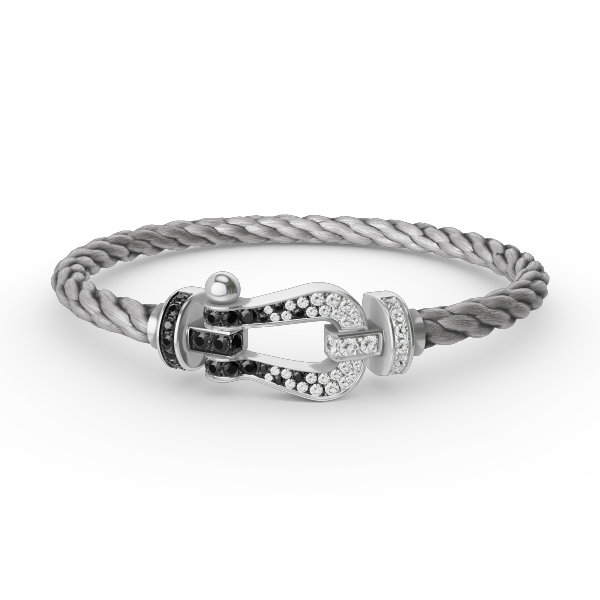 [Kincade Jewelrys]FORCE LARGE HORSESHOE BLACK WHITE DIAMOND BRACELET SILVER