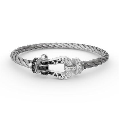 [Kincade Jewelrys]FORCE LARGE HORSESHOE BLACK WHITE DIAMOND BRACELET SILVER