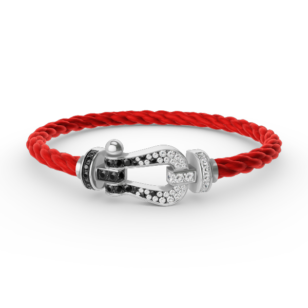 [Kincade Jewelrys]FORCE LARGE HORSESHOE BLACK WHITE DIAMOND BRACELET SILVER