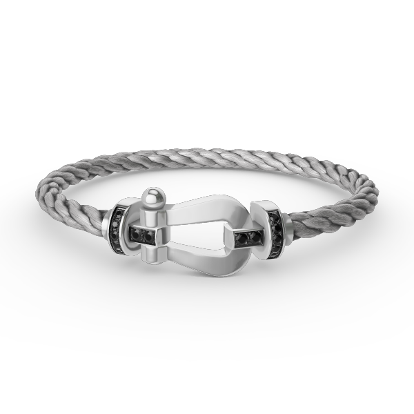 [Kincade Jewelrys]FORCE LARGE HORSESHOE BLACK DIAMOND BRACELET SILVER