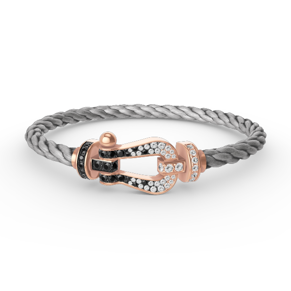 [Kincade Jewelrys]FORCE LARGE HORSESHOE BLACK WHITE DIAMOND BRACELET ROSE GOLD