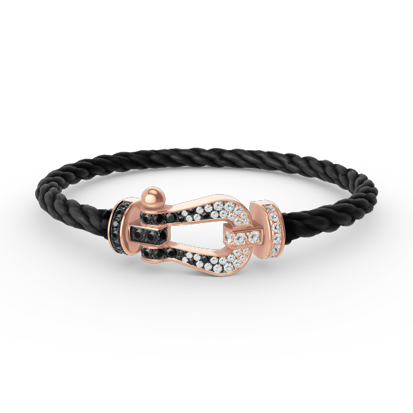 [Kincade Jewelrys]FORCE LARGE HORSESHOE BLACK WHITE DIAMOND BRACELET ROSE GOLD