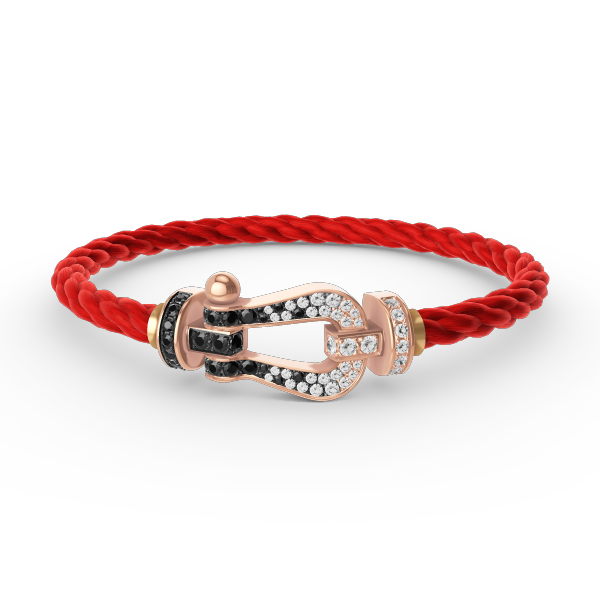 [Kincade Jewelrys]FORCE LARGE HORSESHOE BLACK WHITE DIAMOND BRACELET ROSE GOLD