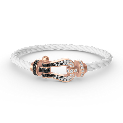 [Kincade Jewelrys]FORCE LARGE HORSESHOE BLACK WHITE DIAMOND BRACELET ROSE GOLD