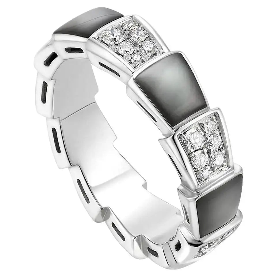 [Kincade Jewelrys]SERPENTI RING SILVER DIAMOND BLACK MOP 4MM