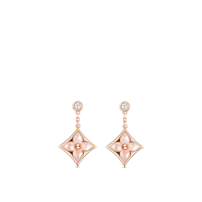 [Kincade Jewelrys]DOUBLE STAR PINK GOLD MOP DROP EARRINGS