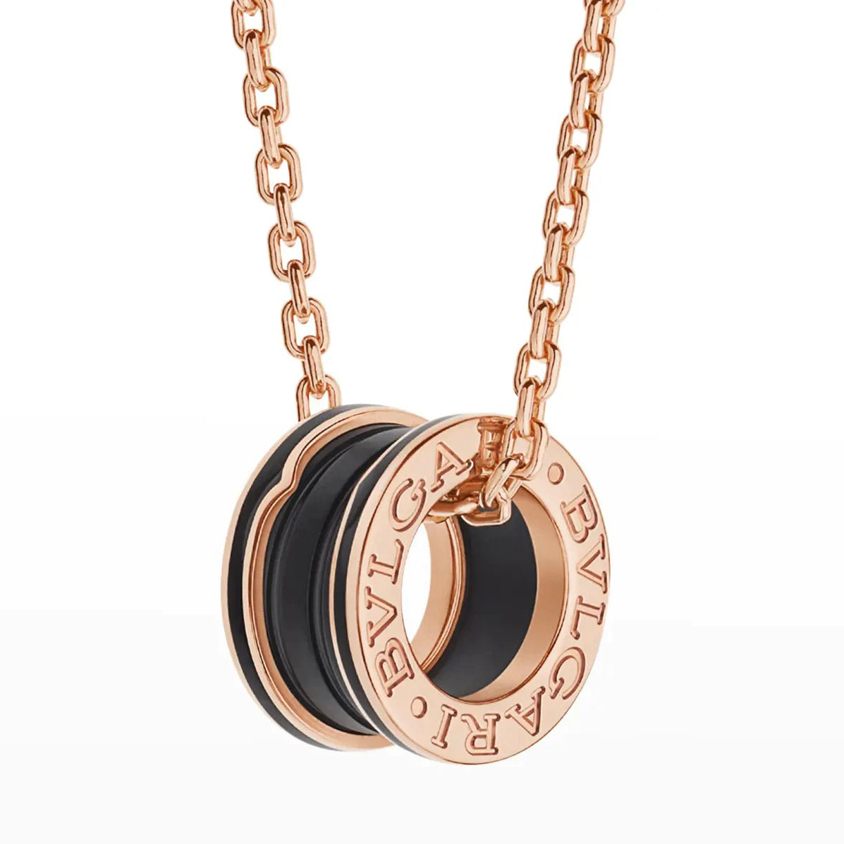 [Kincade Jewelrys]ZERO 1 BLACK CERAMIC PINK GOLD NECKLACE