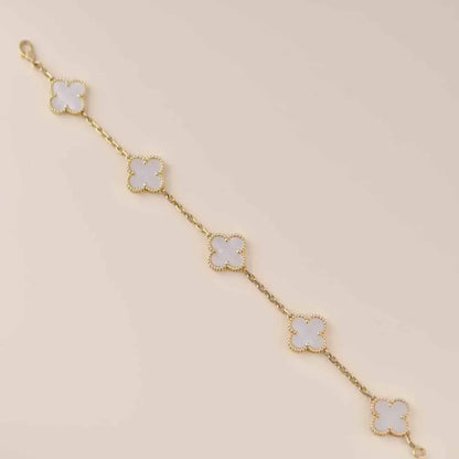[Kincade Jewelrys]CLOVER  5 MOTIF WHITE MOP BRACELET