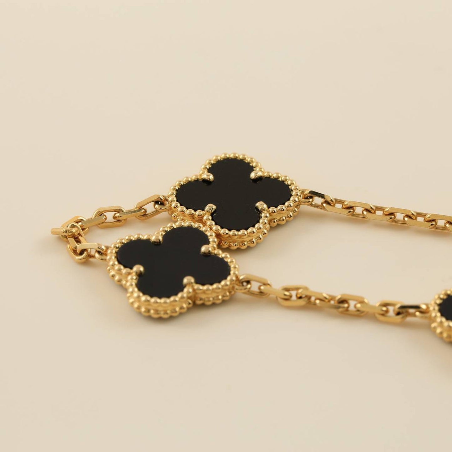 [Kincade Jewelrys]CLOVER  5 MOTIFS BLACK ONYX BRACELET