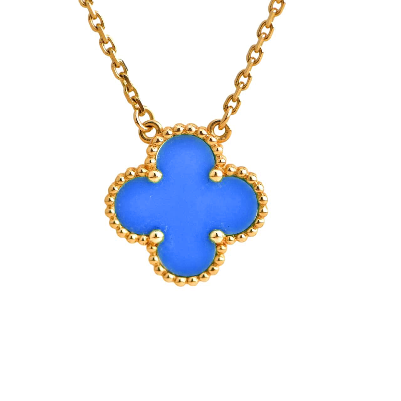 [Kincade Jewelrys]CLOVER 15MM BLUE AGATE NECKLACE