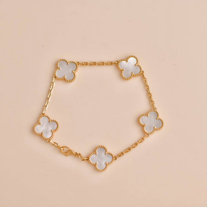 [Kincade Jewelrys]CLOVER  5 MOTIF WHITE MOP BRACELET